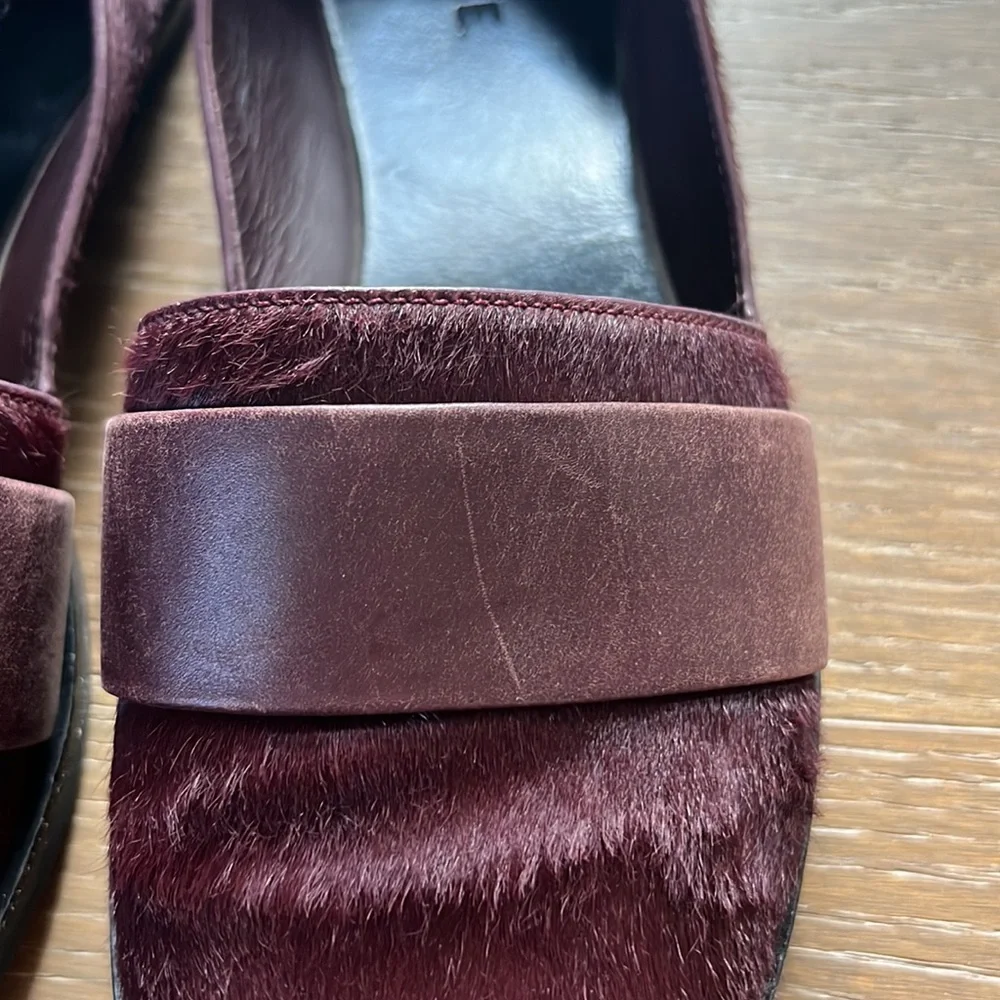 Vince Mason Burgundy Calf Hair Leather Loafers | 8